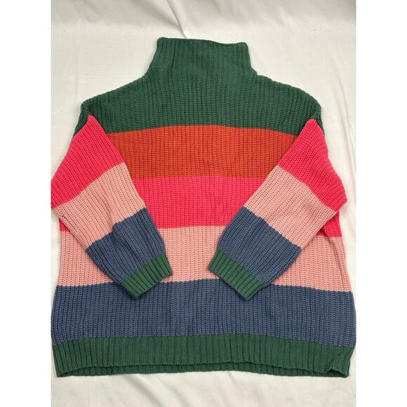 American Eagle Women’s Size L/XL Oversize Crochet Sweater Stripe Mock Neck - Picture 1 of 7